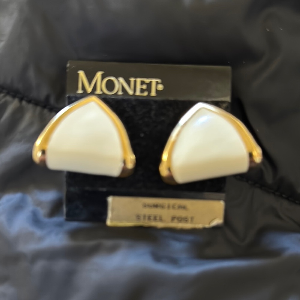 Monet Gold and Cream Earrings